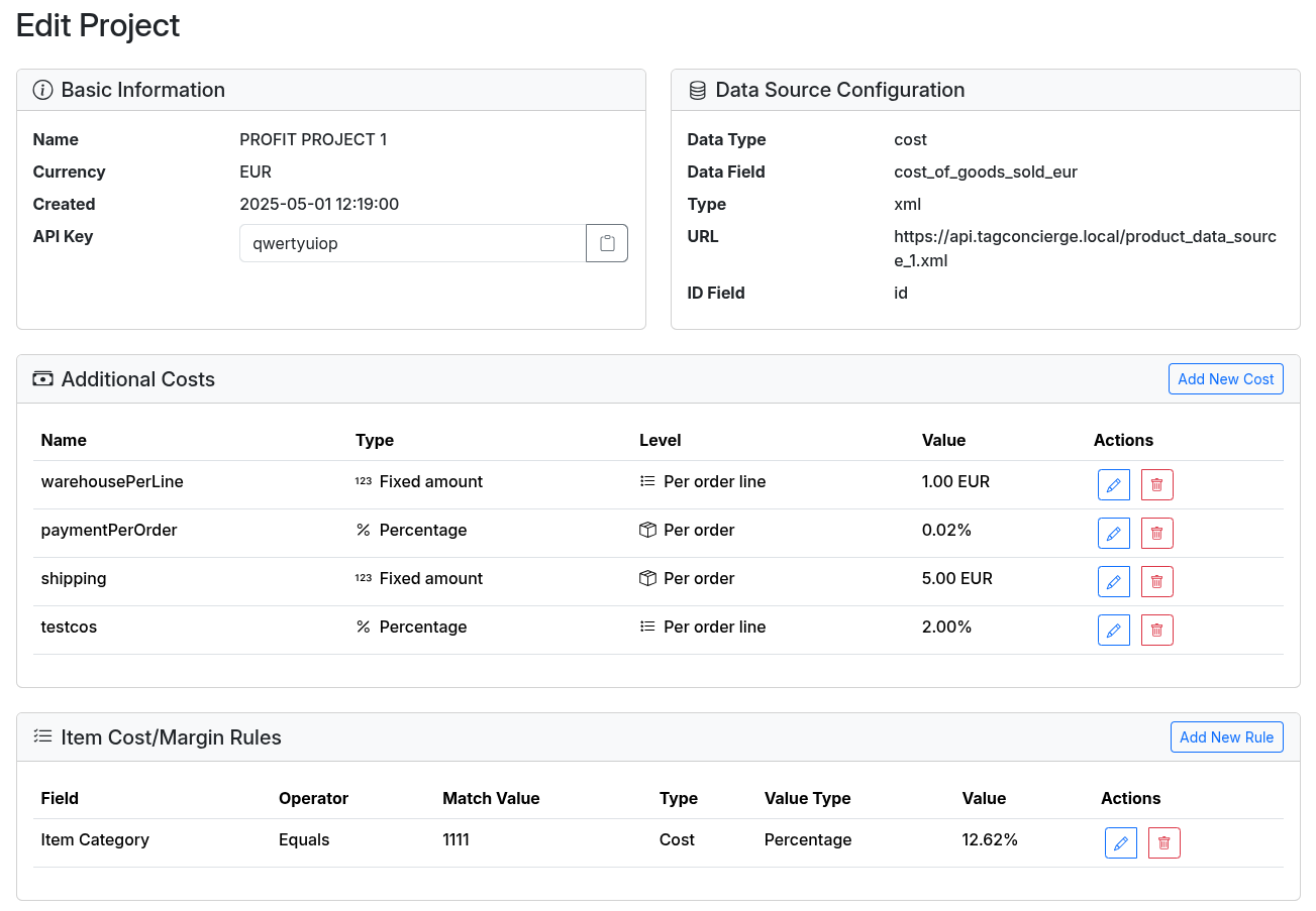 Profit Project Configuration